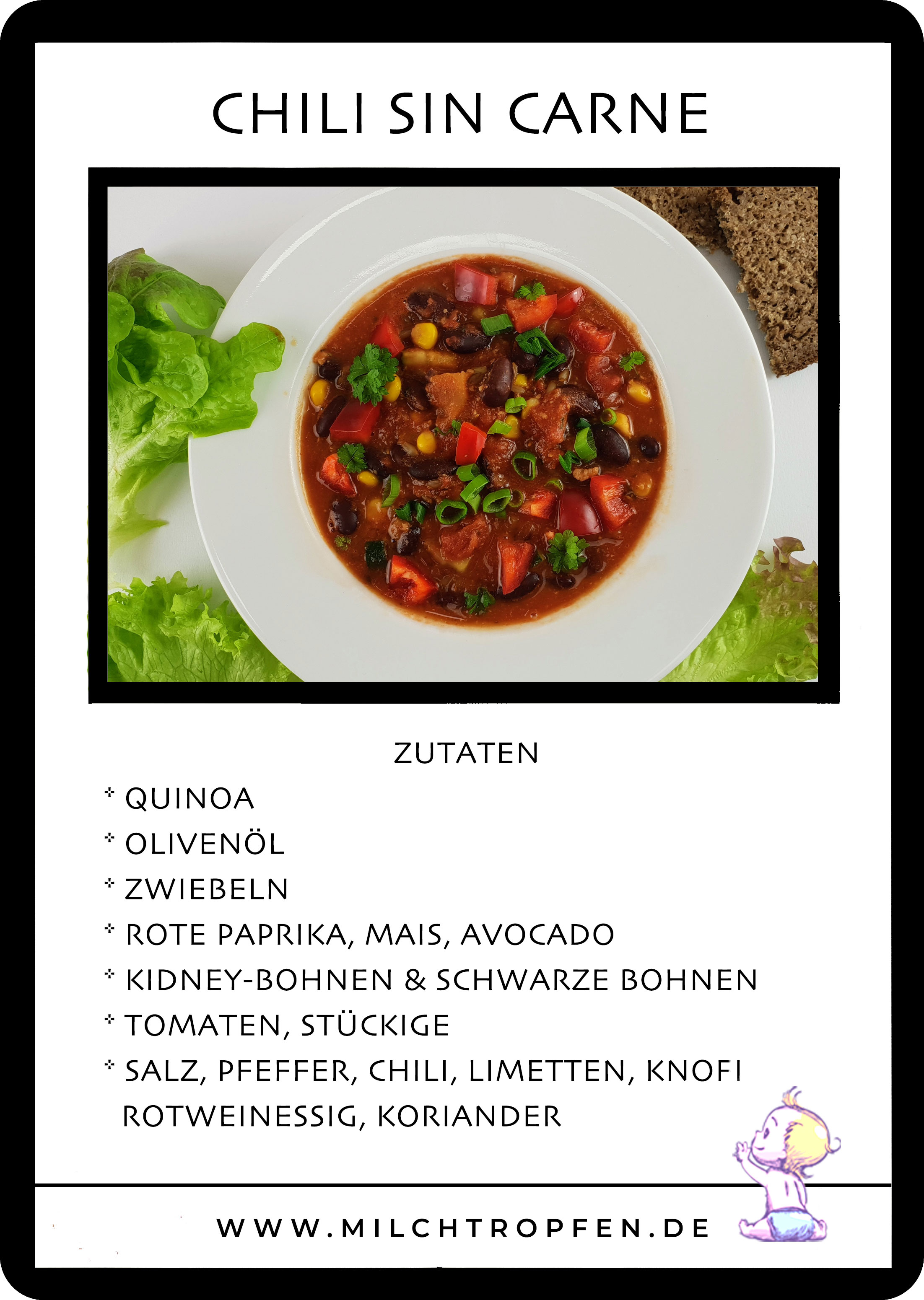 Chili sin Carne mit Quinoa | Mehr Infos auf www.milchtropfen.de